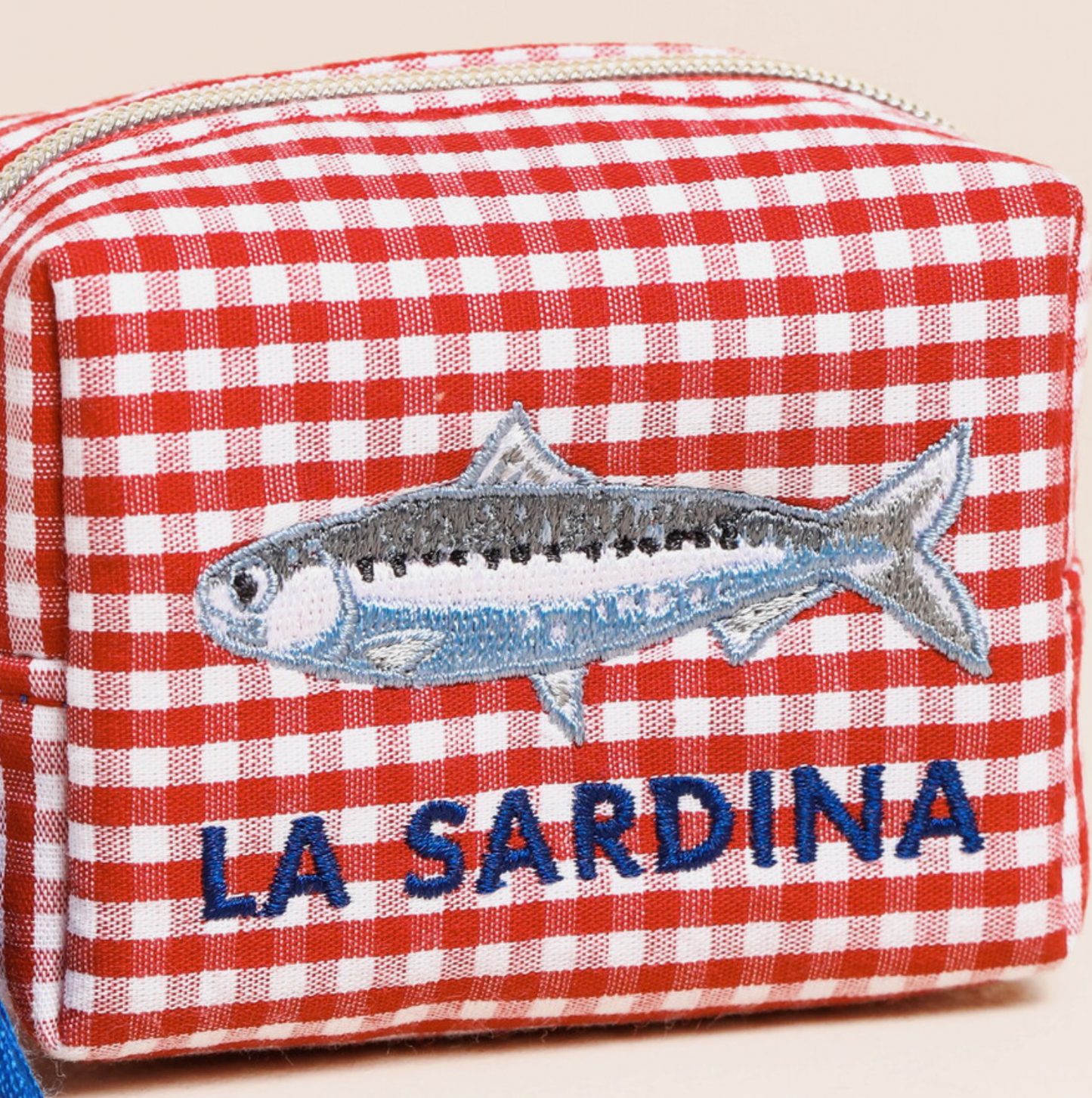 Red and White Gingham 'La Sardina' Pouch