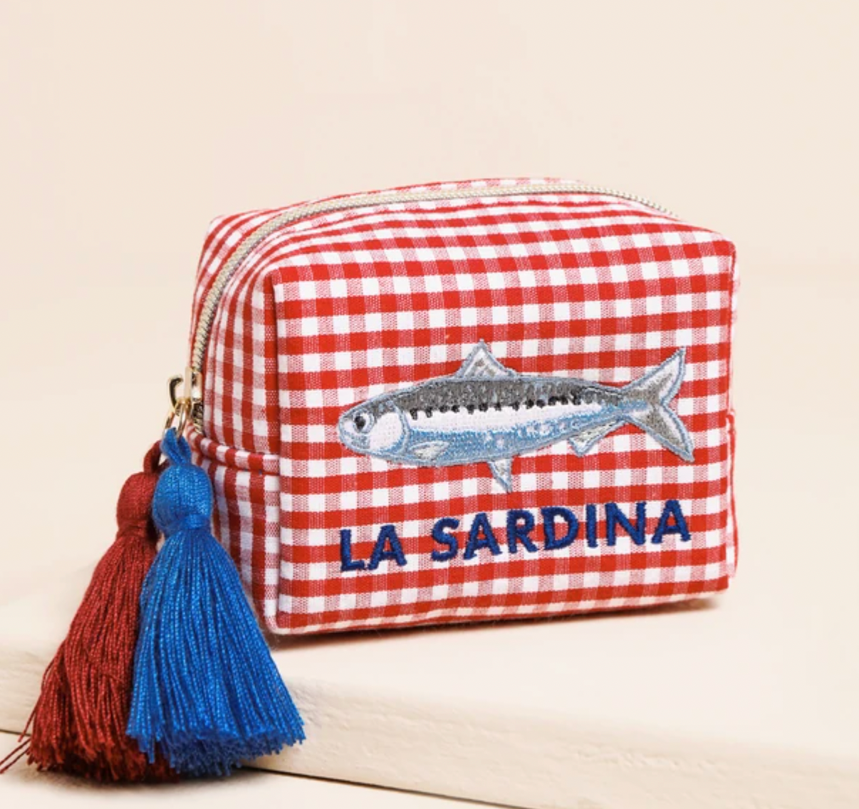 Red and White Gingham 'La Sardina' Pouch