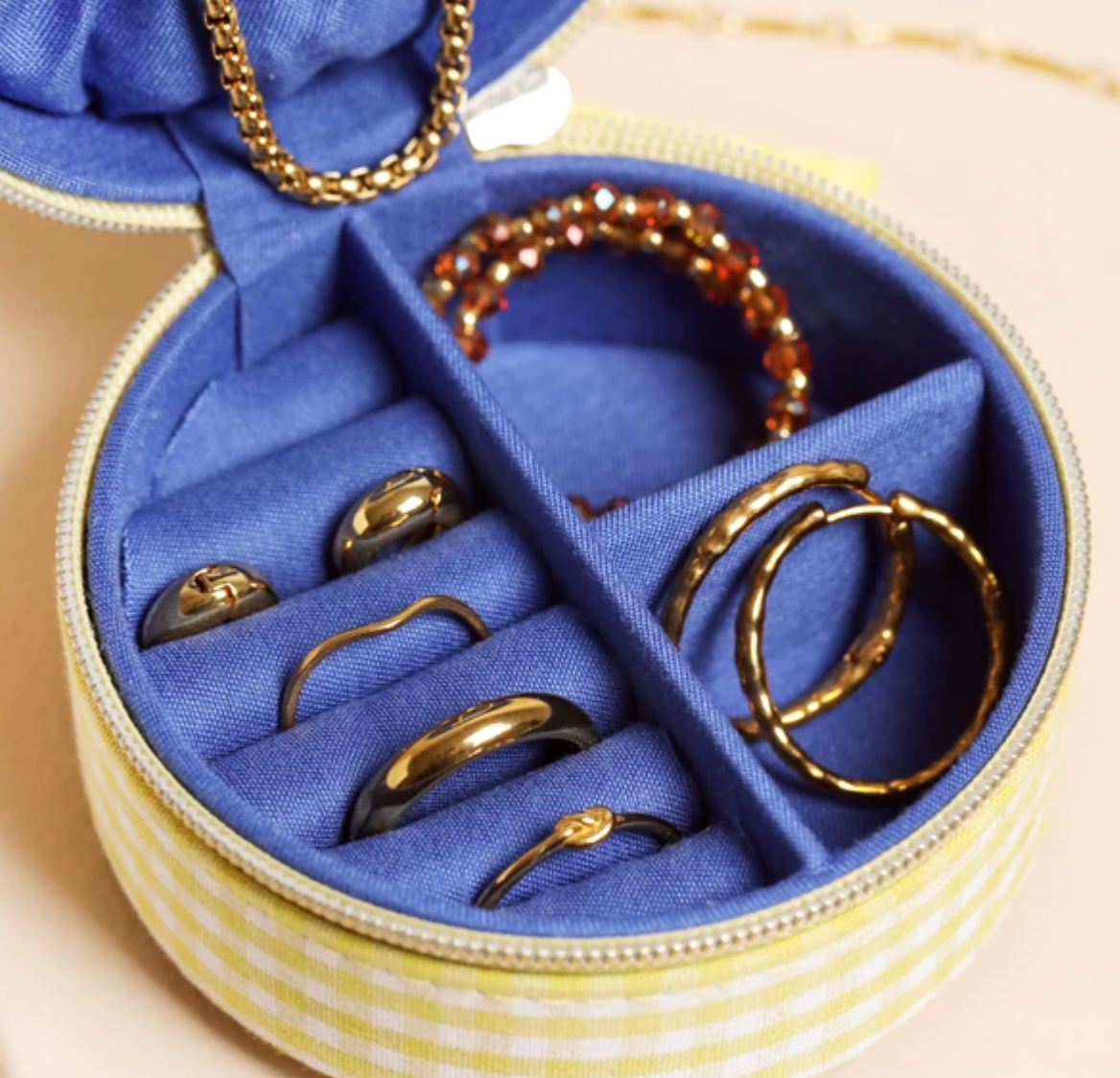 Yellow Gingham Tomato Travel Jewellery Box