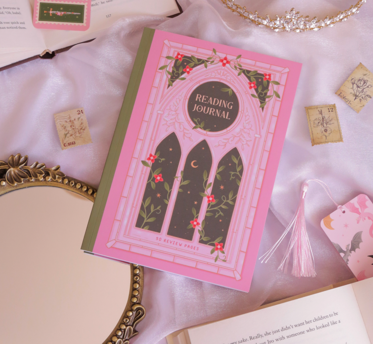Romantasy Castle Reading Journal - 50 Page Book Review Notebook