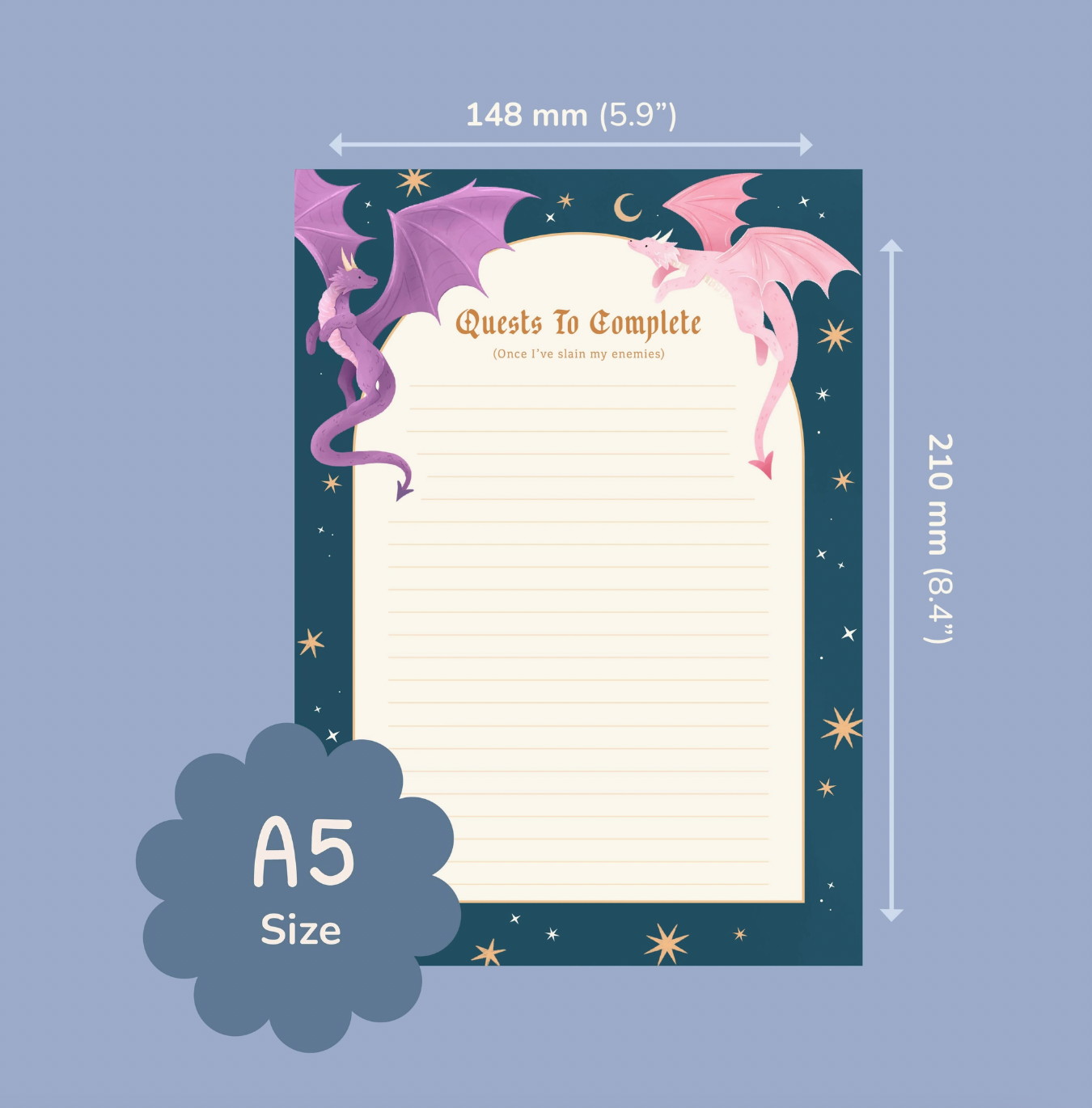 Quests To Complete Illustrated Lined Notepad
