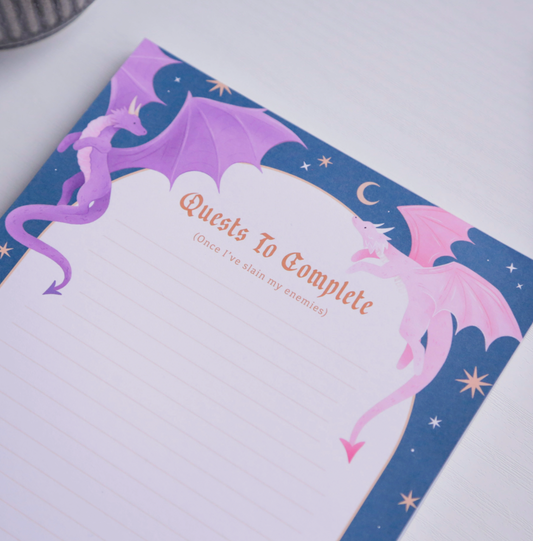 Quests To Complete Illustrated Lined Notepad