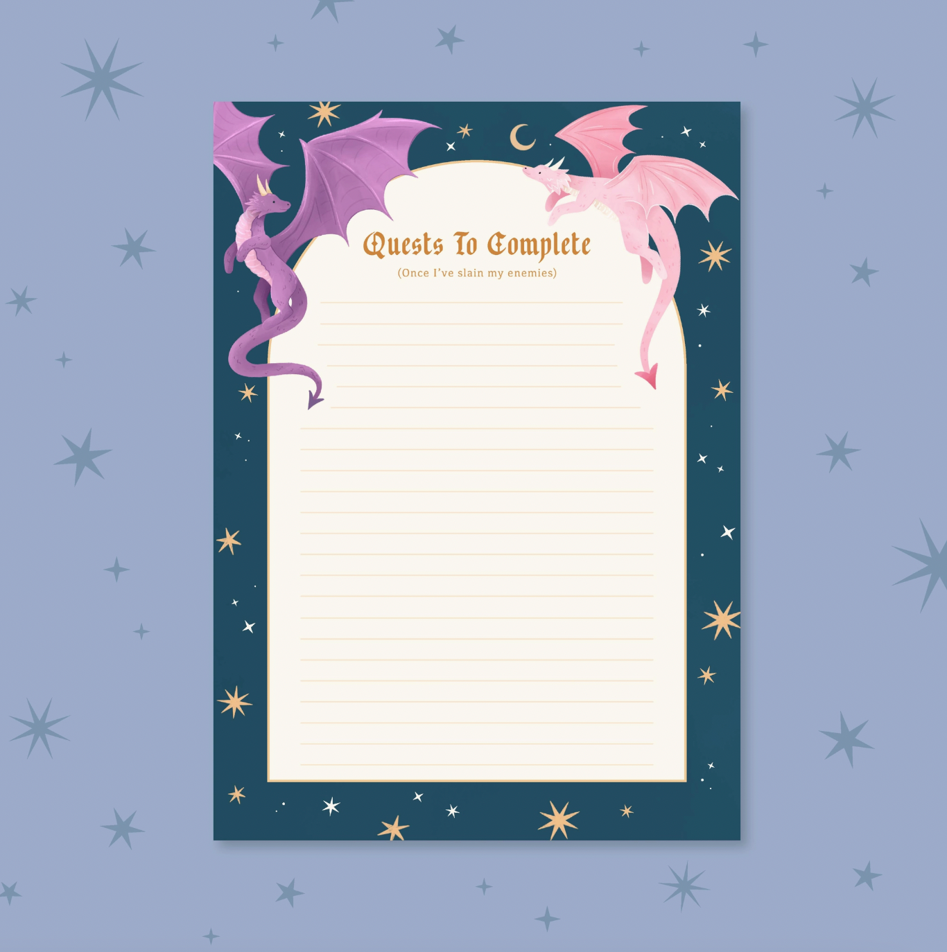 Quests To Complete Illustrated Lined Notepad