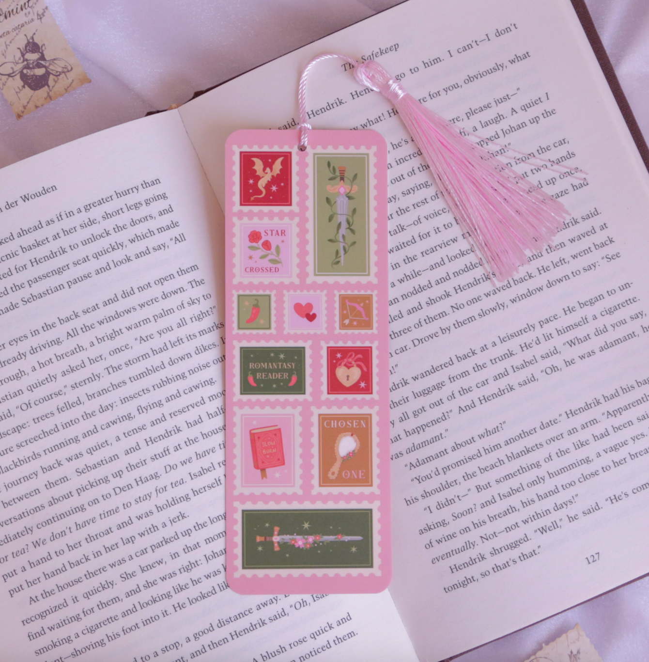 Romantasy Stamps Illustrated Tassel Bookmark