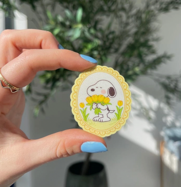 Snoopy Yellow Tulips Summer Sticker