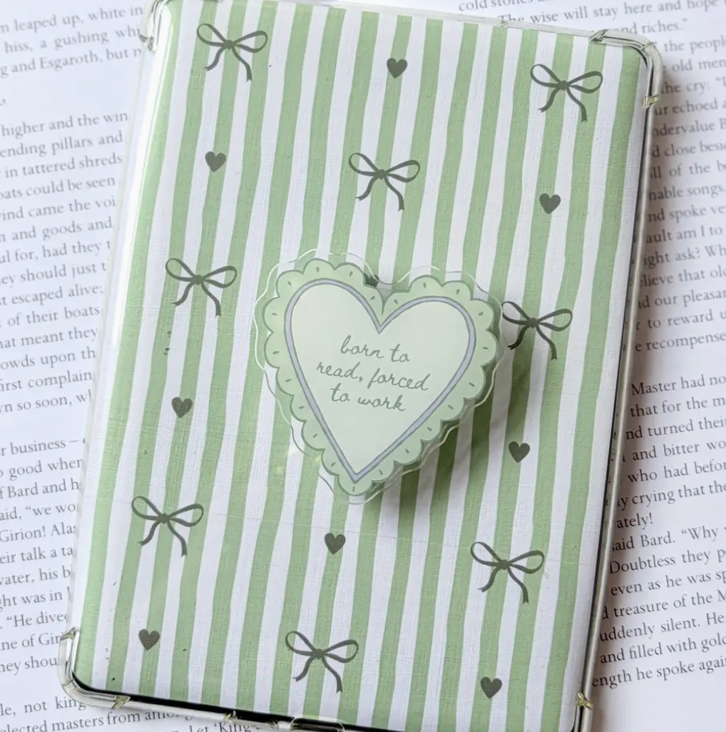 Born To Read Green Heart Kindle Grip