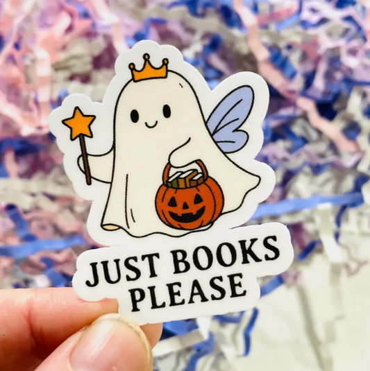 Just Books Please Trick Or Treating Ghost Sticker