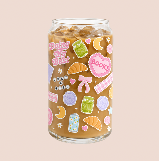 Doing My Best Collage Iced Coffee Glass