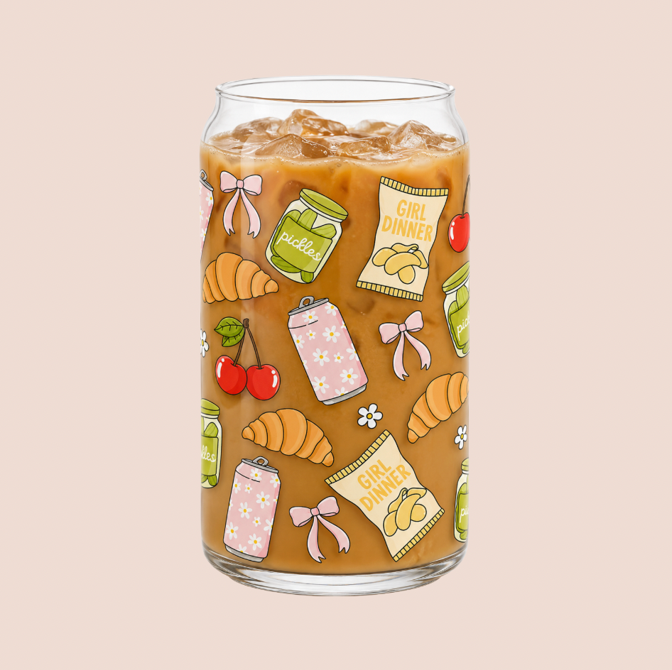 Girl Dinner Iced Coffee Glass 16oz