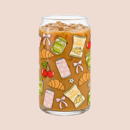Girl Dinner Iced Coffee Glass 16oz