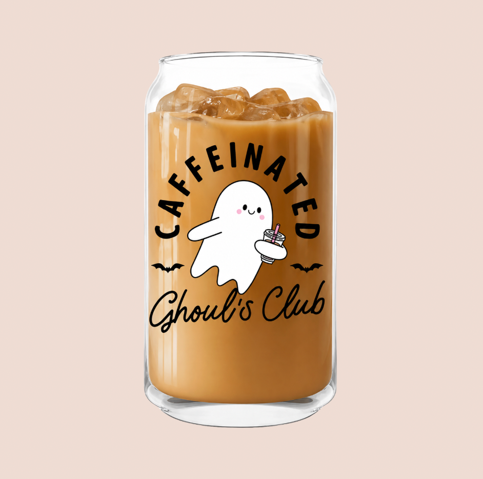 Caffeinated Ghouls Club Iced Coffee Glass 16oz