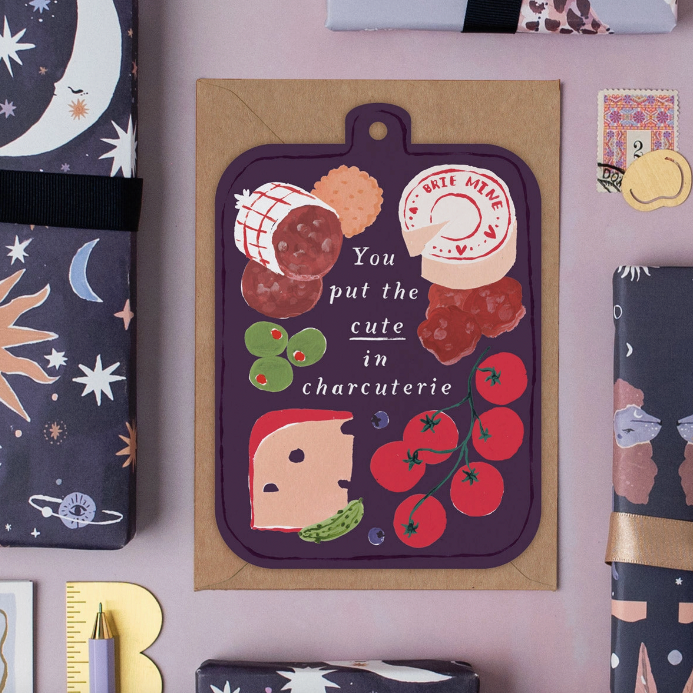 'You Put The Cute in Charcuterie' Greetings Card