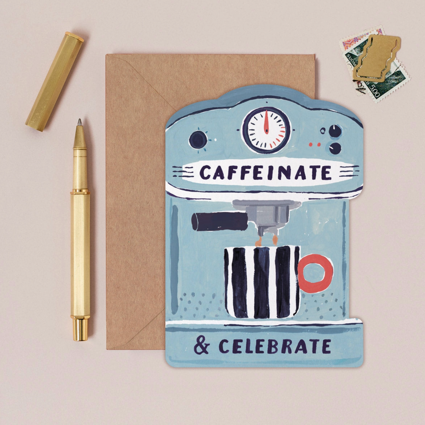 Caffeinate & Celebrate Greetings Card