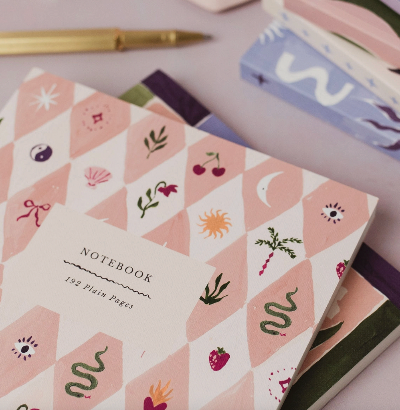 Blush Harlequin Notebook | Plain Page Journal
