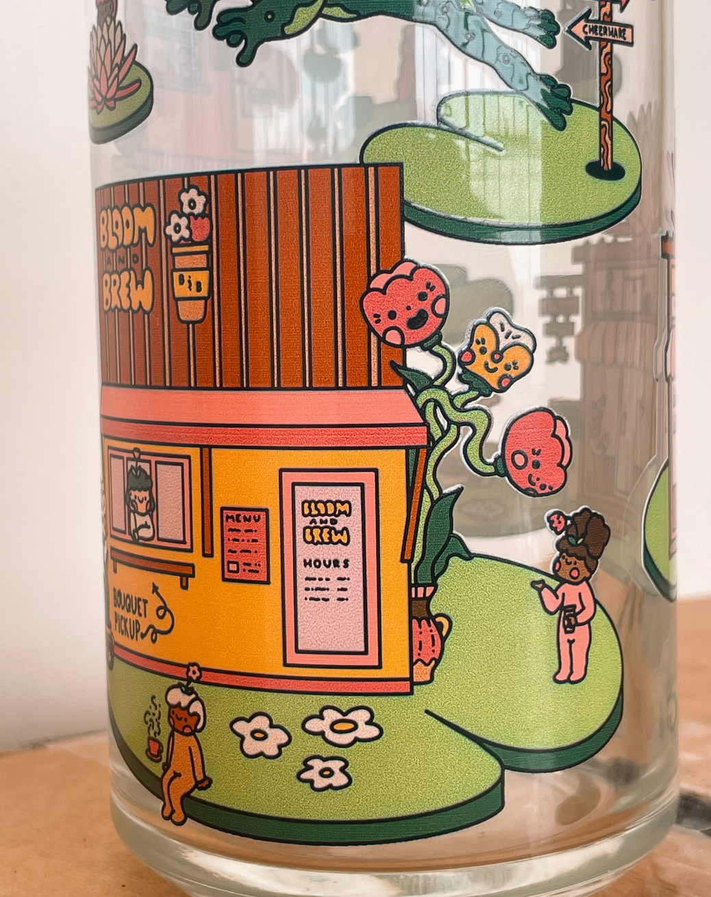 Bloom & Brew Cute Cafe Iced Coffee Glass 20oz
