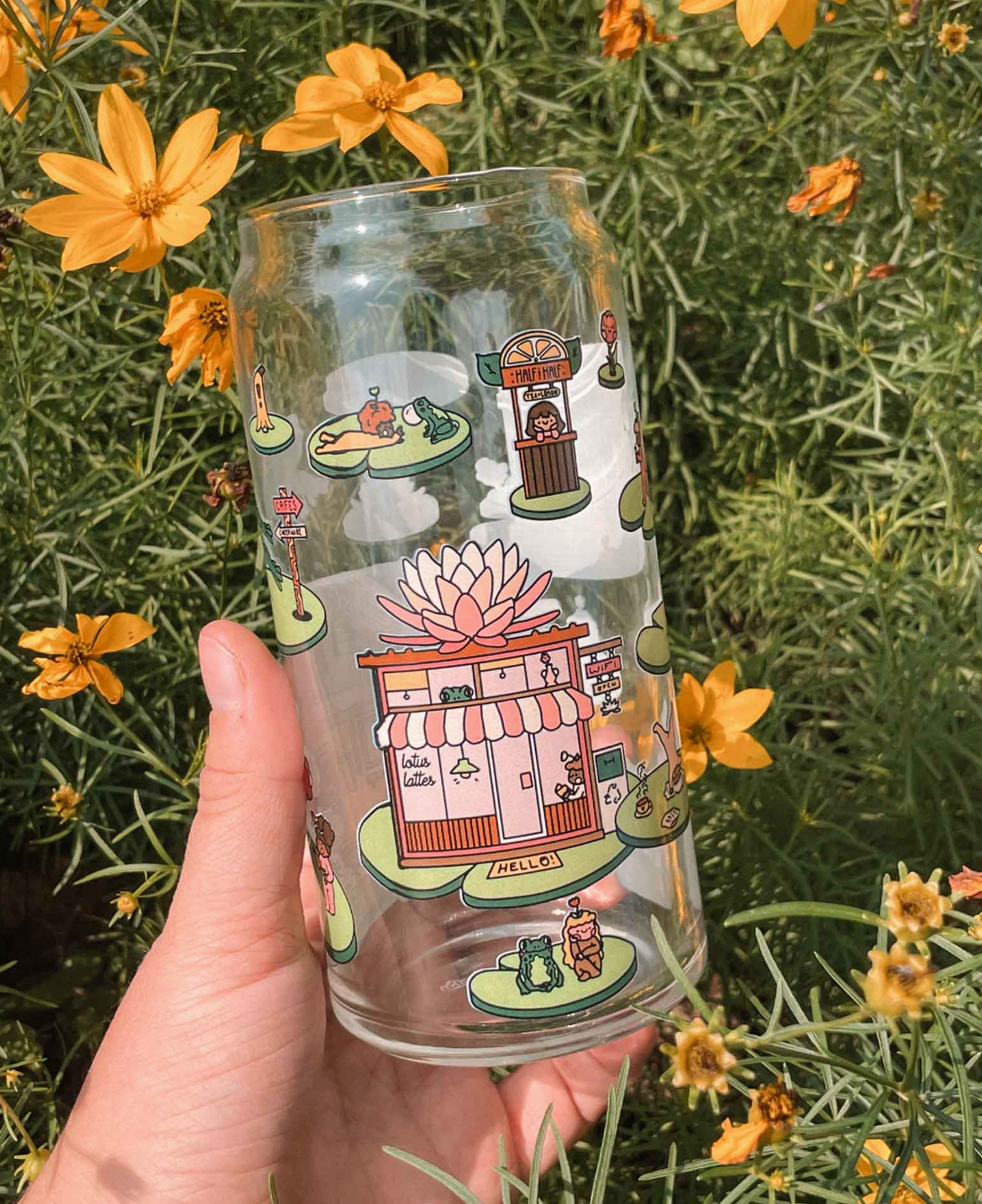 Bloom & Brew Cute Cafe Iced Coffee Glass 20oz