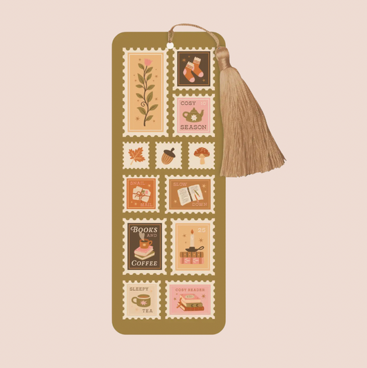 Cosy Season Autumnal Stamps Illustrated Tassel Bookmark