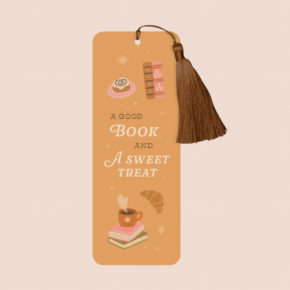'A Good Book & A Sweet Treat' Illustrated Tassel Bookmark