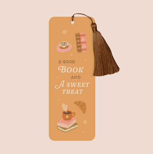 'A Good Book & A Sweet Treat' Illustrated Tassel Bookmark