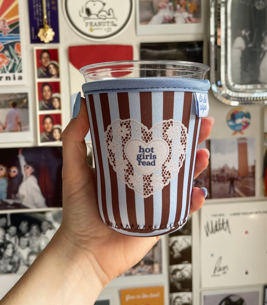 'Hot Girls Read' Striped Bookish Coffee Cosie Sleeve