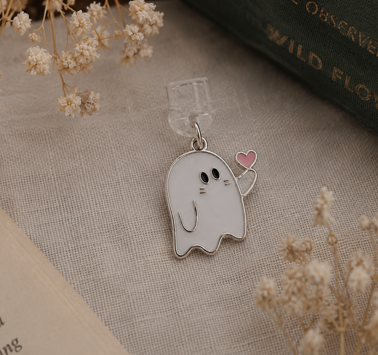 Ghost Heart Halloween Dust Plug Charm Phone Tablet & E-Reader Charm