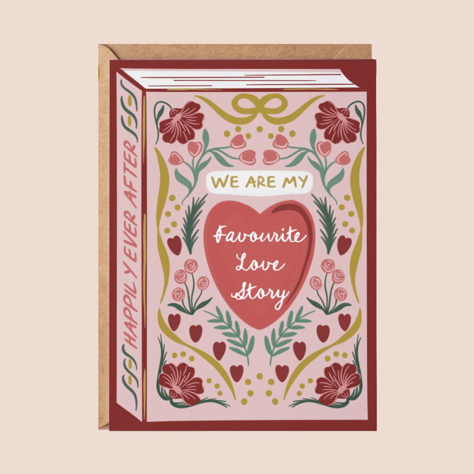 Favourite Love Story Bookish Anniversary Gold Foil Card