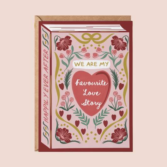 Favourite Love Story Bookish Anniversary Gold Foil Card