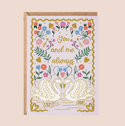 'You And Me Always' Anniversary Love Gold Foil Greetings Card