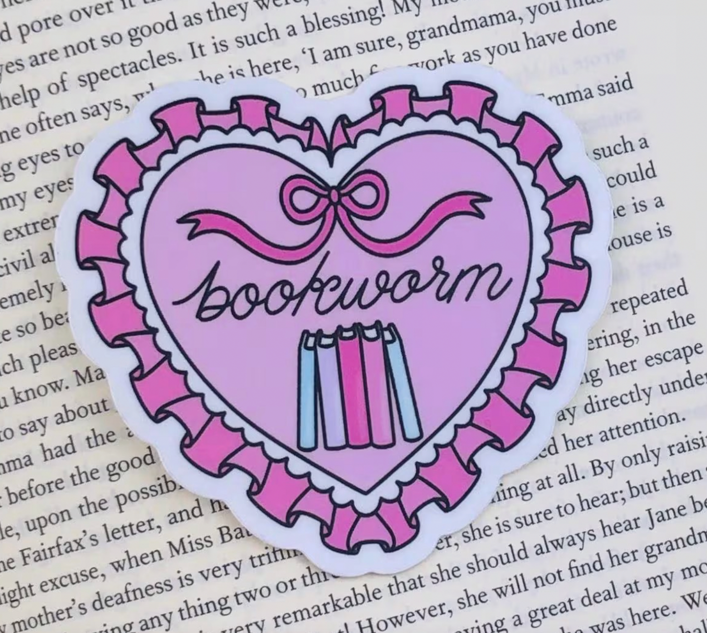 Pink Bookworm Sticker