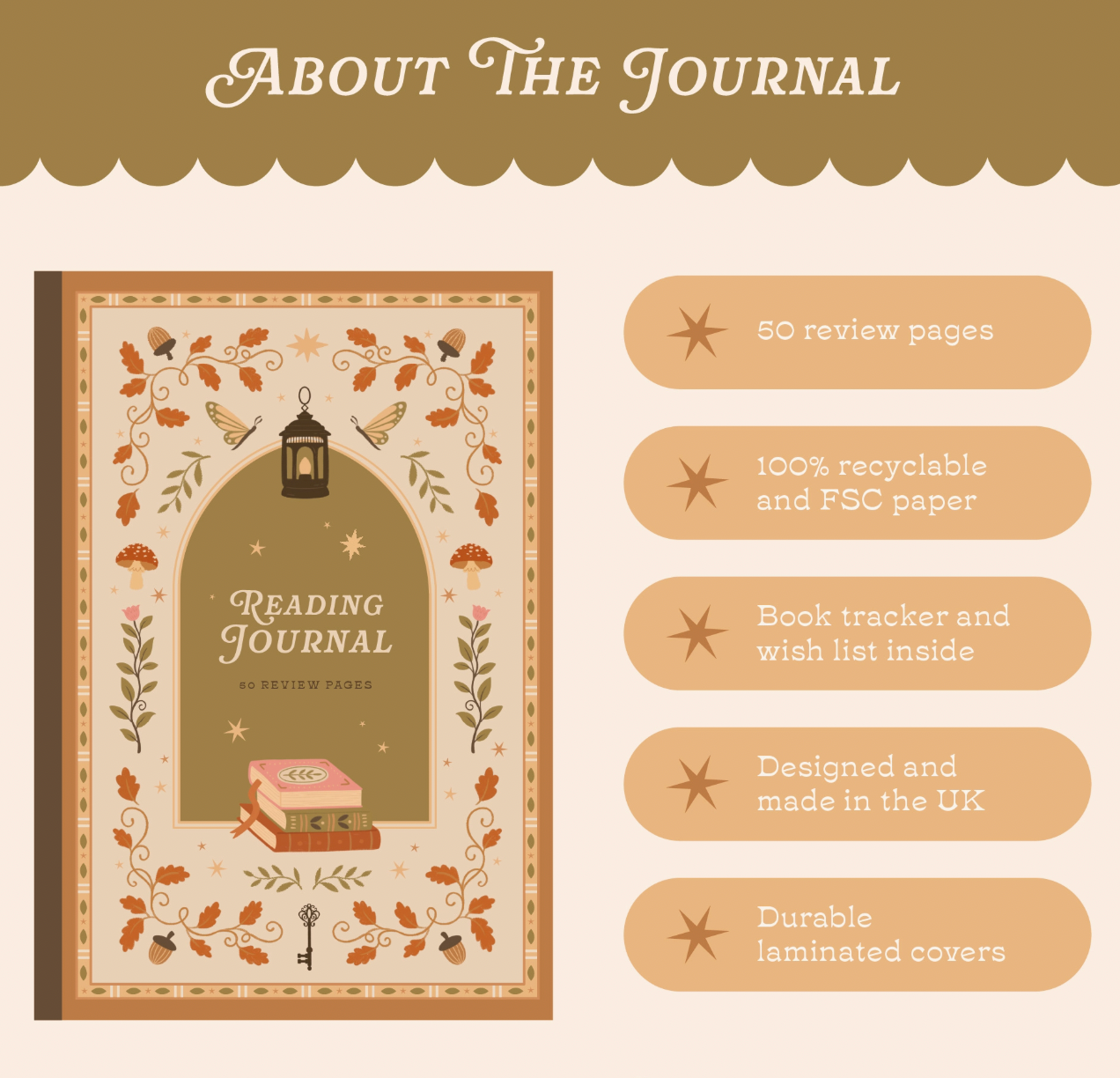 Cosy Season Autumn Reading Journal - 50 Page Book Review Notebook