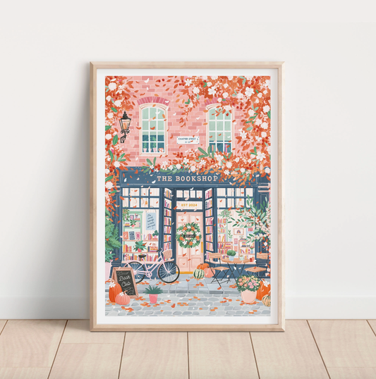 The Autumn Bookshop A4 Art Print