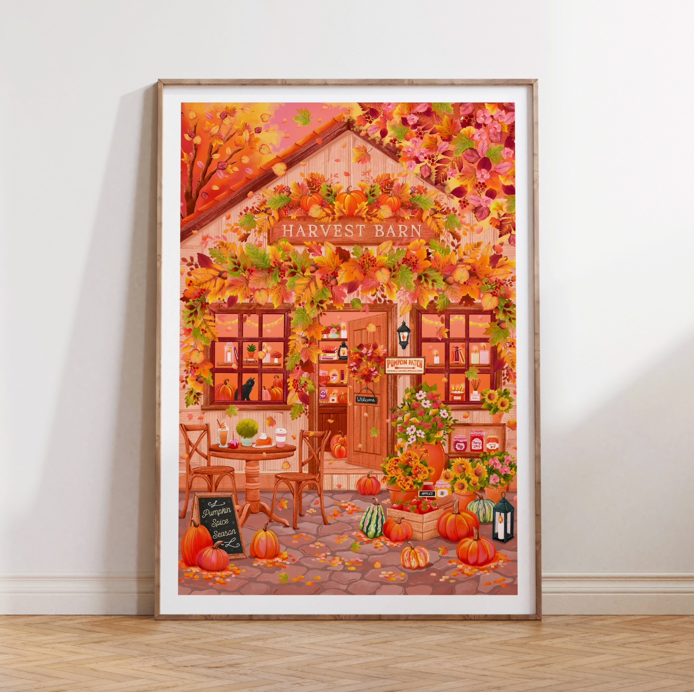 Cosy Autumn Pumpkin Harvest Barn A4 Print