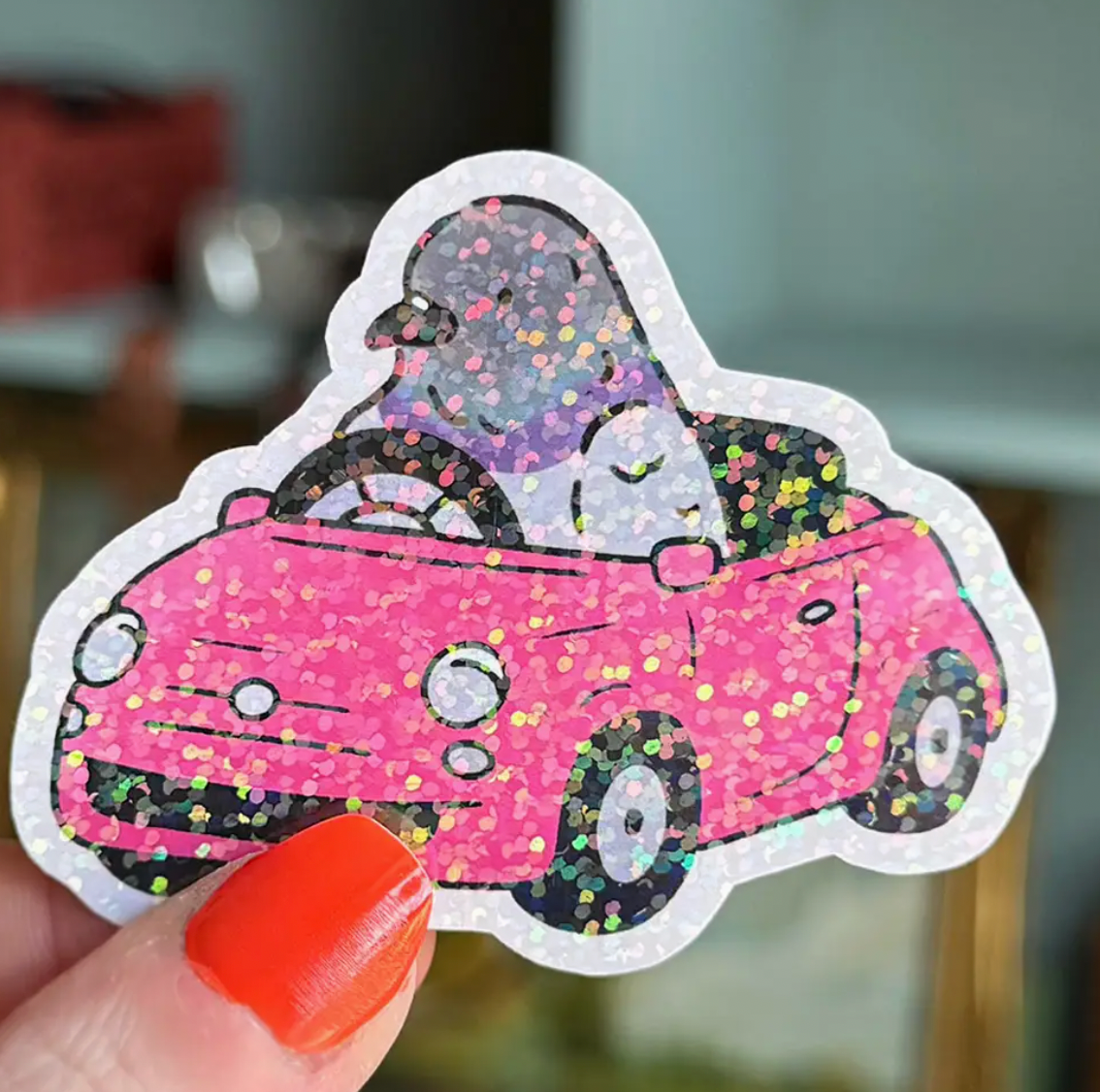 Pigeon In Pink Car Sticker