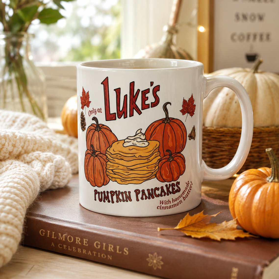 Lukes Pumpkin Pancakes Illustrated Ceramic Mug