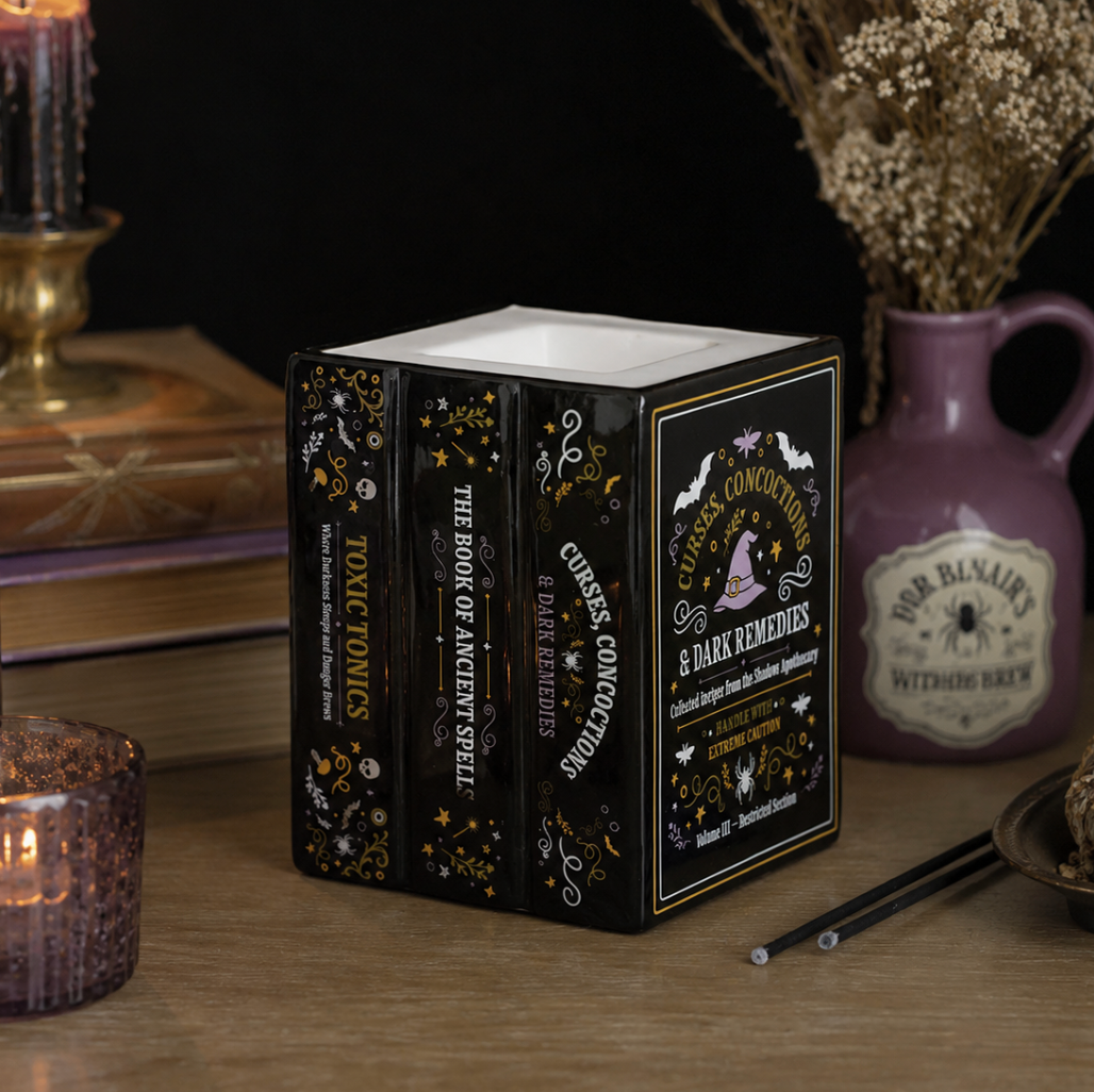 Curses & Concoctions Book Ceramic Oil Burner & Wax Melt Warmer