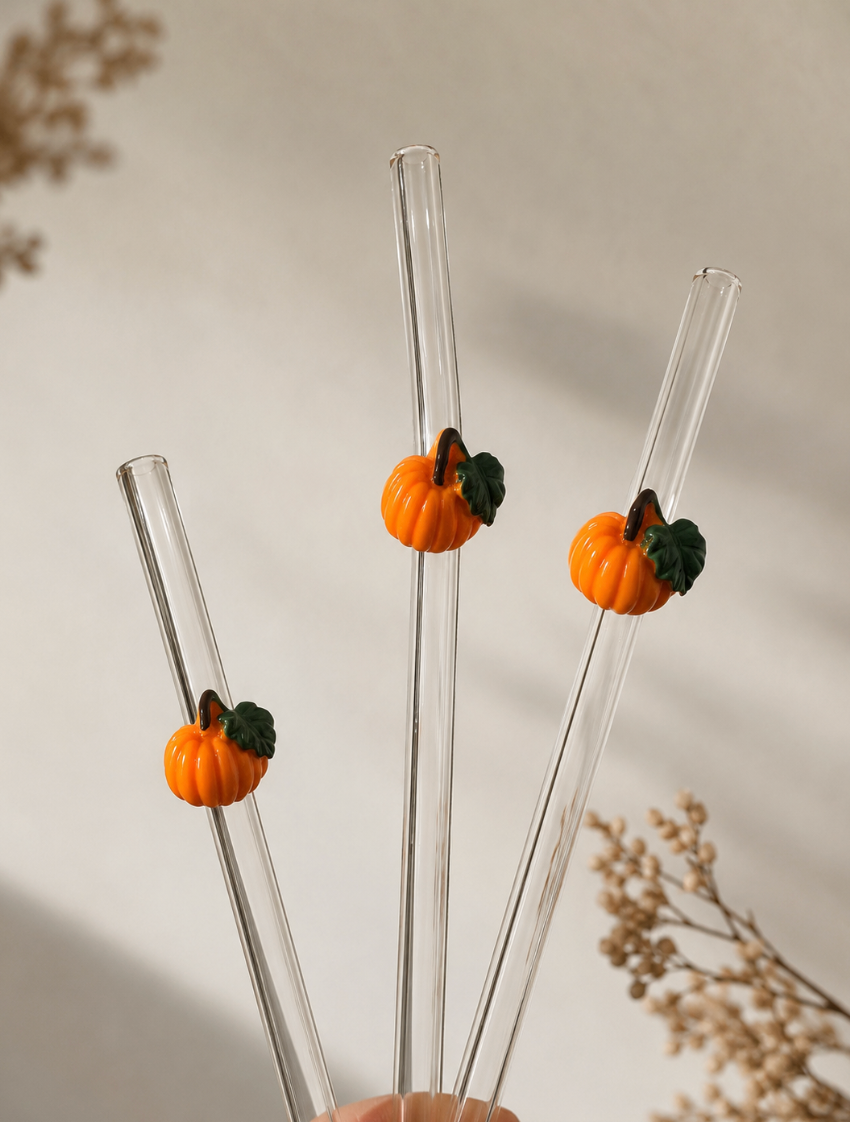 Glass Pumpkin Straw