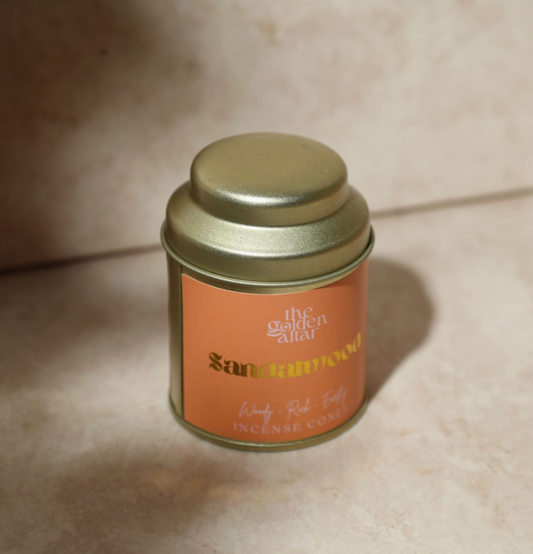 Sandalwood - Natural Incense Cone Tin