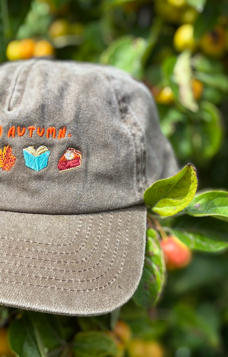 'I Am An Autumn' Embroidered Cotton Cap