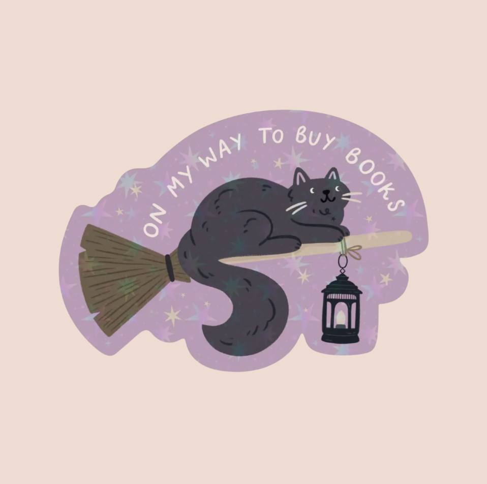 Witch Cat Sparkly Bookish Sticker