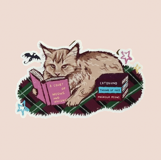 Ginger Cat Fantasy Bookish Reading Sticker