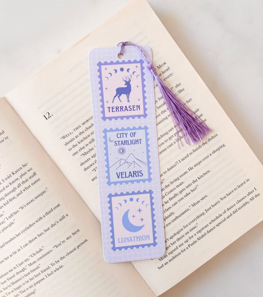 Fantasy Cities Stamps Tassel Bookmark