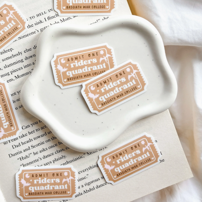 Fourth Wing Rider's Quadrant Club Bookish Ticket Sticker