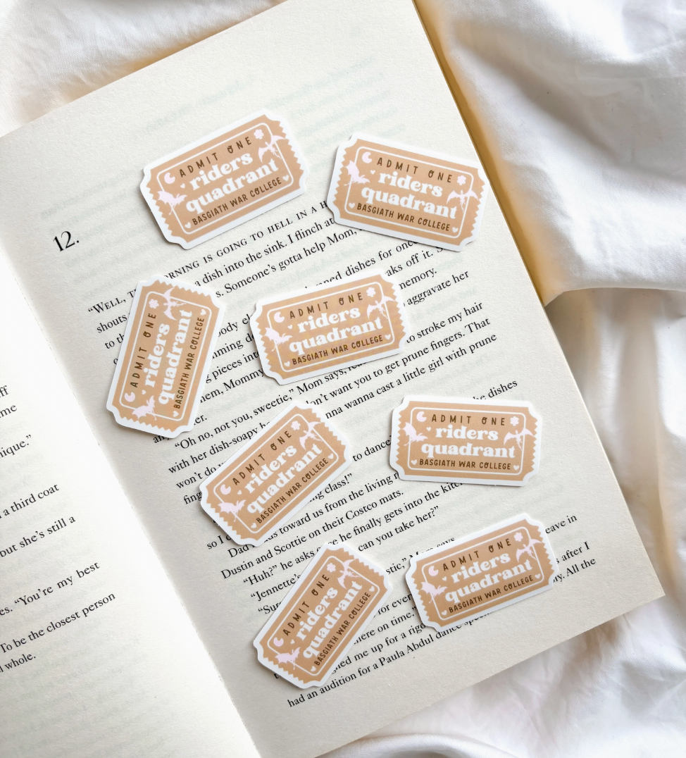 Fourth Wing Rider's Quadrant Club Bookish Ticket Sticker