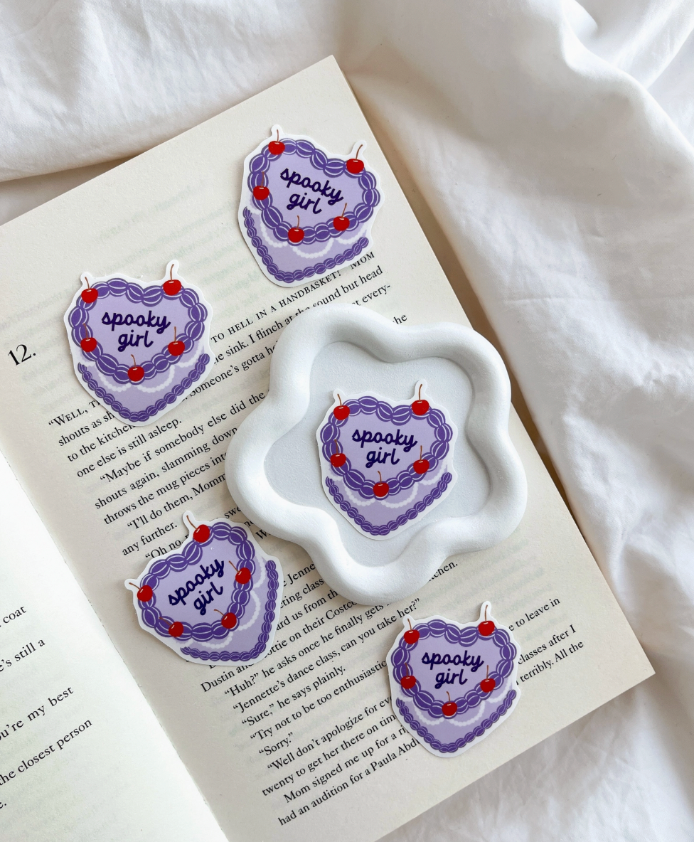 Spooky Girl Heart Cake Halloween Sticker