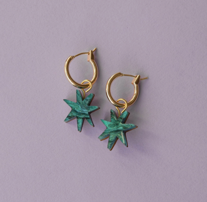 Teal Star Handmade Earrings