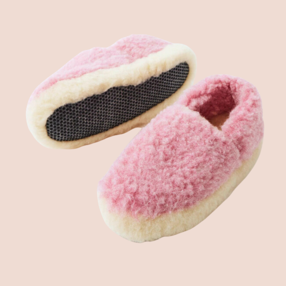 Pink Merino Wool Slippers