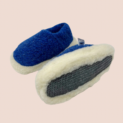 Blue Merino Wool Slippers