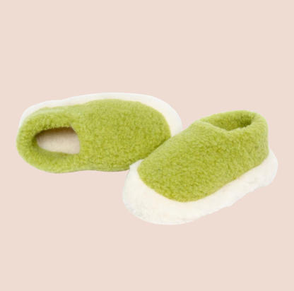 Green Merino Wool Slippers