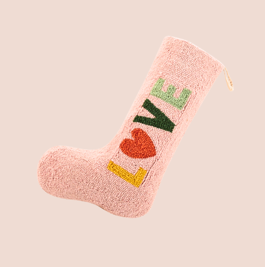 'Love' Wool Christmas Stocking