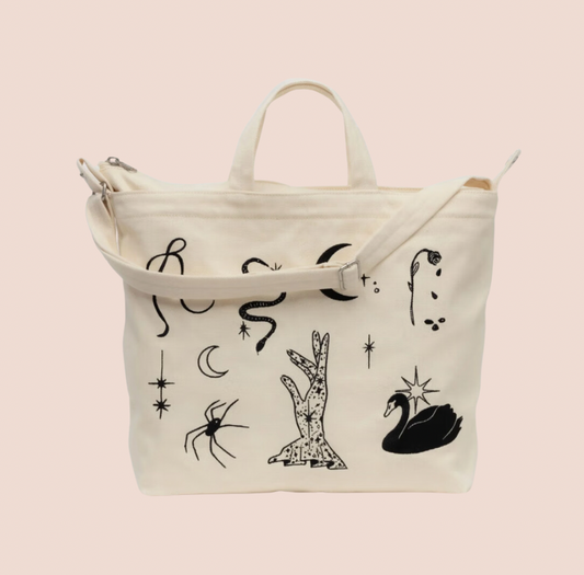 BAGGU Horizontal Duck Bag in Ballet Icons Embroidered design